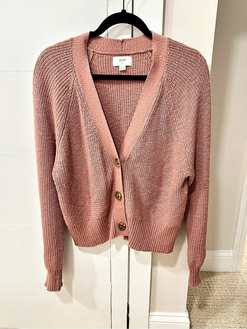 Aerie Women's Lightweight Cable Knit Cardigan in Mauve Size Small